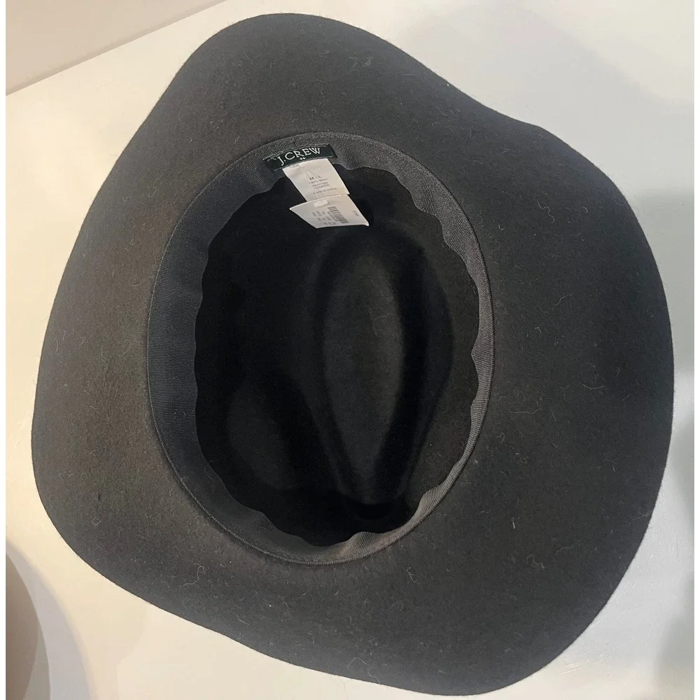 New J.Crew 100% Wool Black Hat‎ Medium/Large Womens Boho Classic Style Floppy